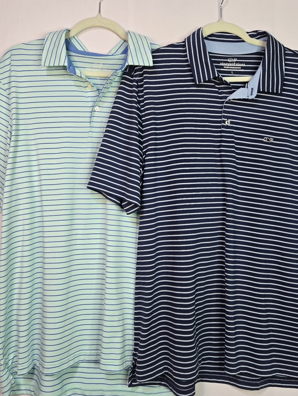 Vineyard Vines Bundle Of 2 Size L Men's Striped Performance Polos - Picture 2 of 12
